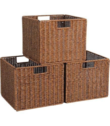 Amazon.com: Wicker Storage Baskets for Organizing, 3 Pack Rustic